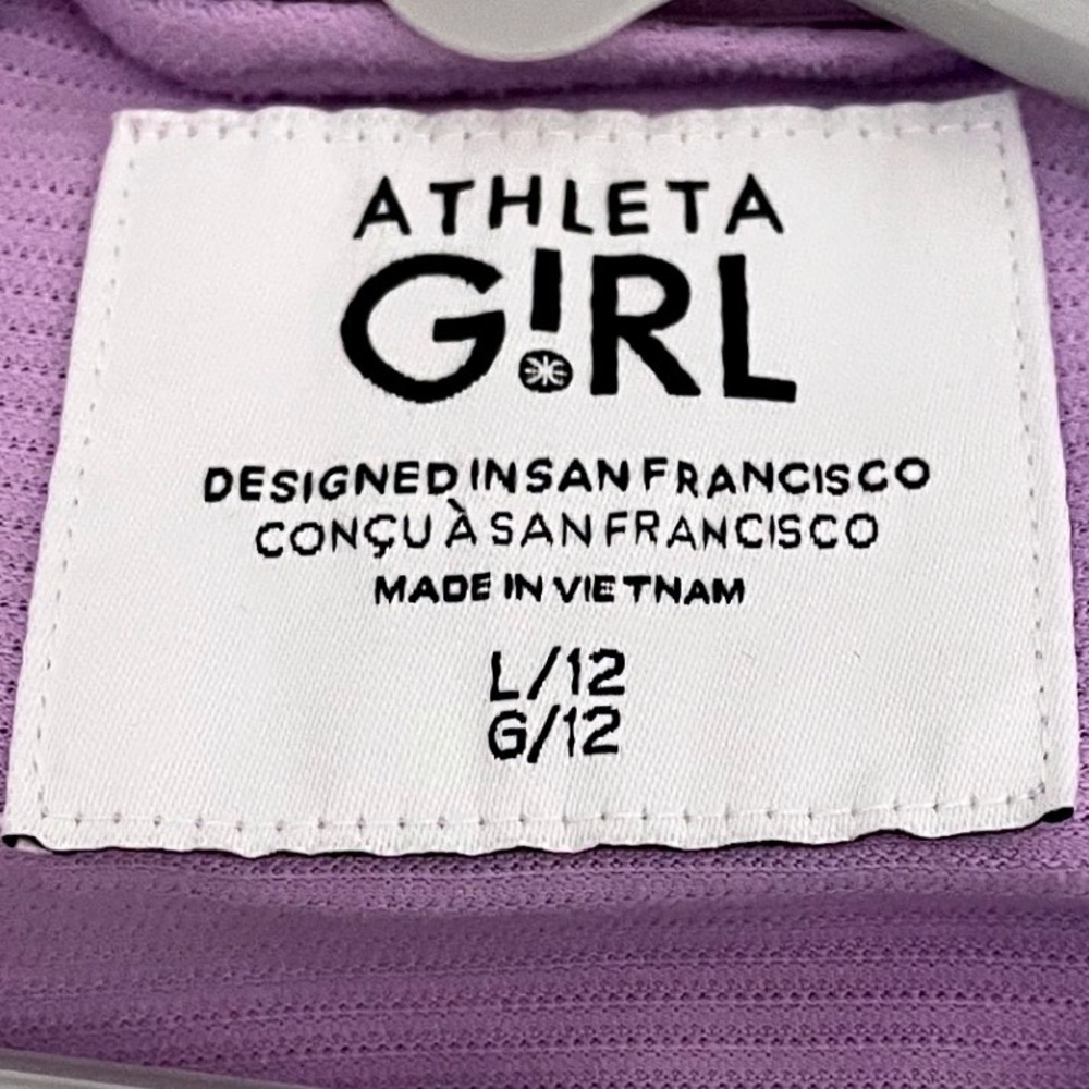 NWOT Athleta Girl Purple Zip Hoodie Textured Activewear Jacket Thumbholes L 12 - Picture 4 of 10
